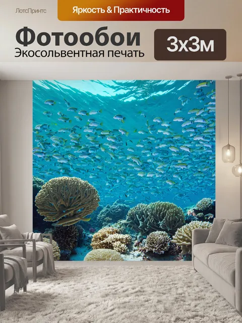Фотообои египет в стиле тонализм, показывающие стайки рыб, плавающих среди рифов красного моря