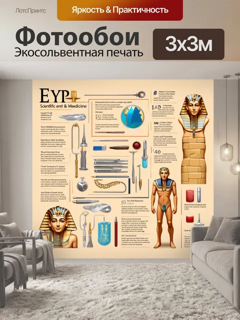 Фотообои египет в стиле инфографический рисунок, показывающие научные достижения древних египтян в медицине