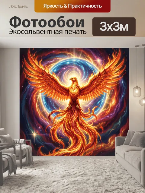 Фотообои Огненный феникс в космосе