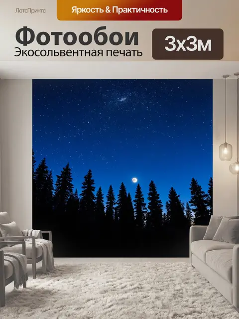 Фотообои звездное небо над лесом