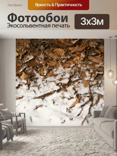 Фотообои Снег дрейфовал на листьях