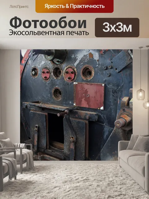Фотообои вид на кабину старого паровоза