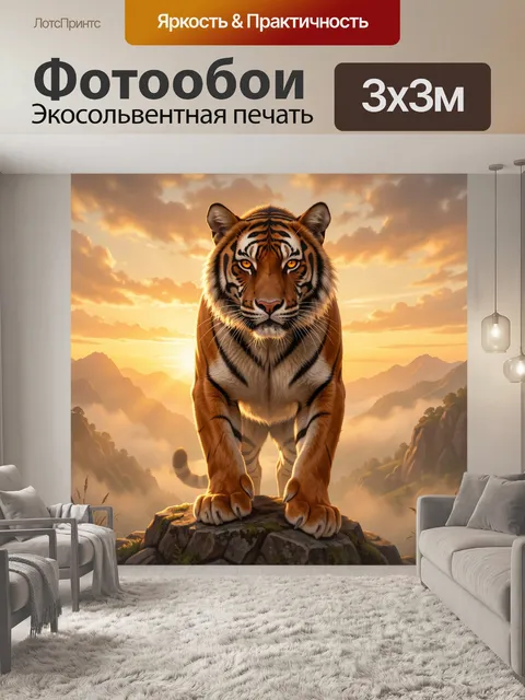Фотообои Тигр на горном утесе