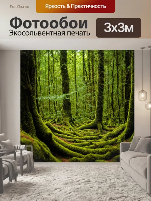 Фотообои дремучий где все покрыто мхом, паутина невидимых существ