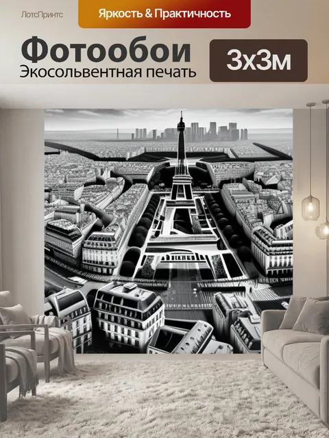 Фотообои пейзаж с парижем чернобелый