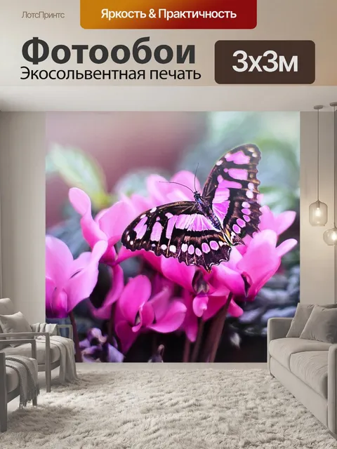 Фотообои Розовая бабочка