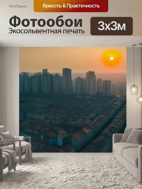 Фотообои городской пейзаж с солнцем