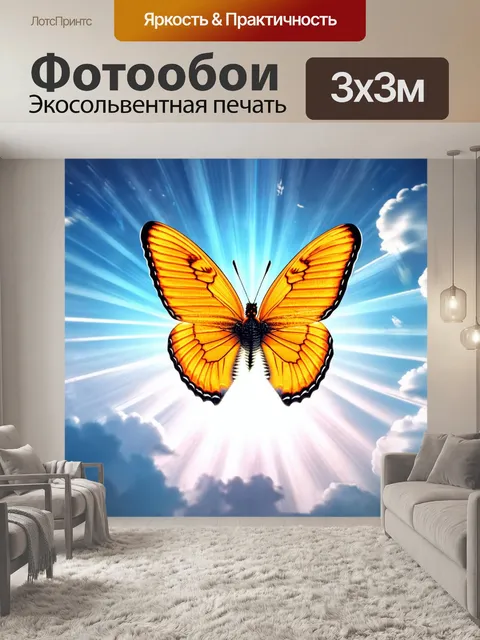 Фотообои бабочка на фоне небесного зенита