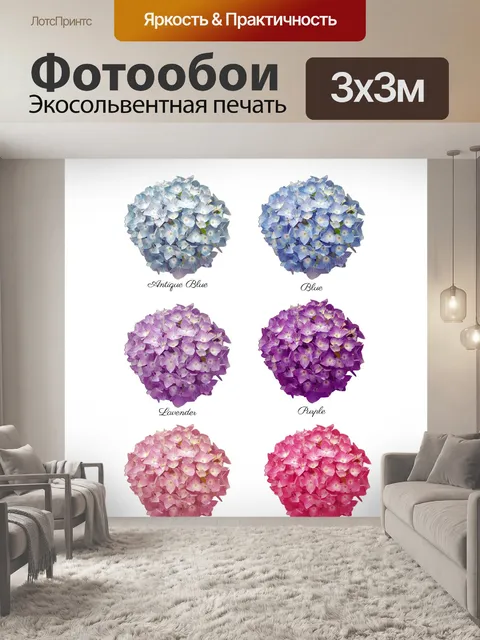 Фотообои Акварельный набор цветов гортензии