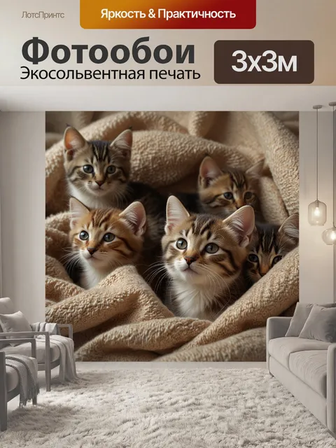Фотообои котята в одеяле, kittens in blanket, пушистые котята, милые кошки, уютные