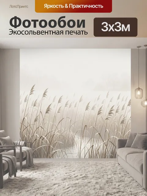 Фотообои Туманное болото с камышом