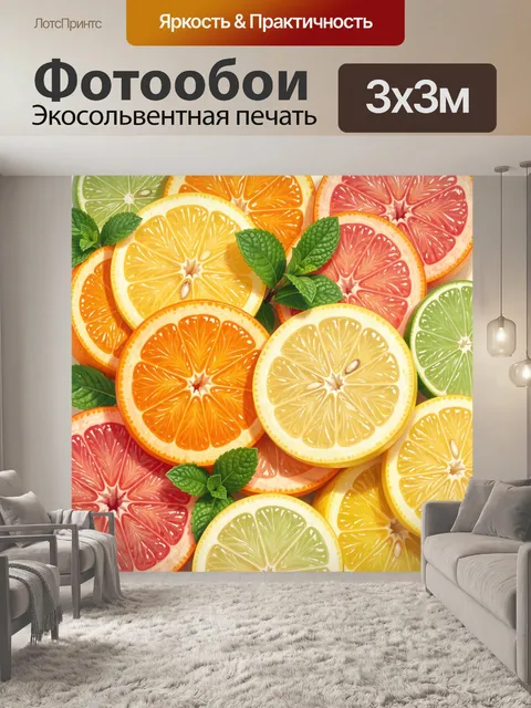 Фотообои Цитрусовые дольки с мятой