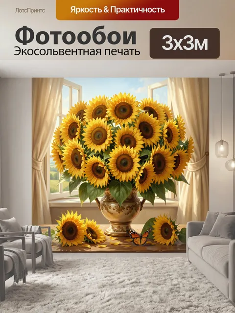 Фотообои Подсолнухи у окна