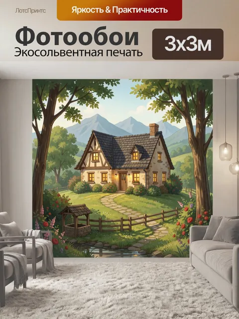 Фотообои Уютный домик в горах
