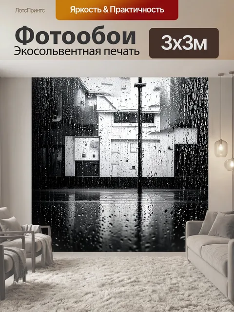 Фотообои дождь в черно-белом стиле