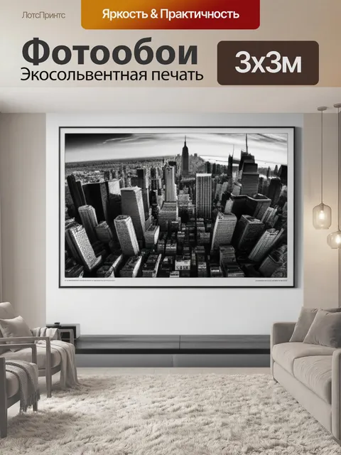 Фотообои большой с городом чернобелый