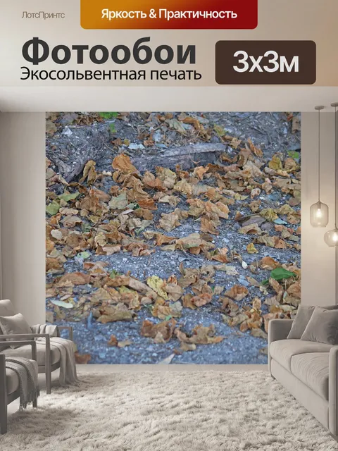 Фотообои преимущественно коричневые опавшие листь