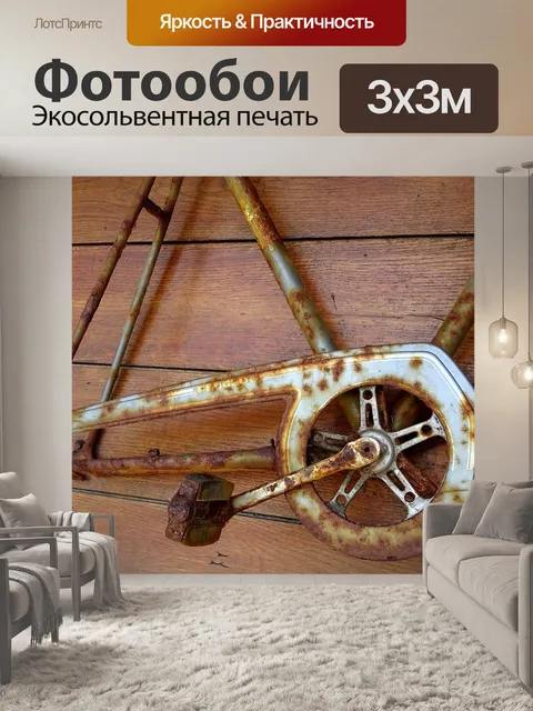 Фотообои Старая ржавая велосипедная рама и педали