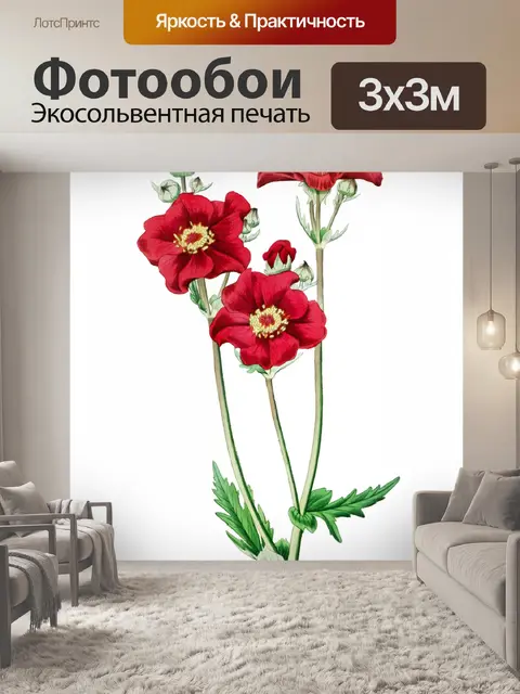 Фотообои Цветок красный винтаж арт
