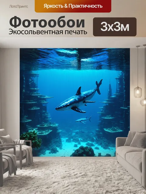 Фотообои море в стиле киберпанк: величественные подводные города