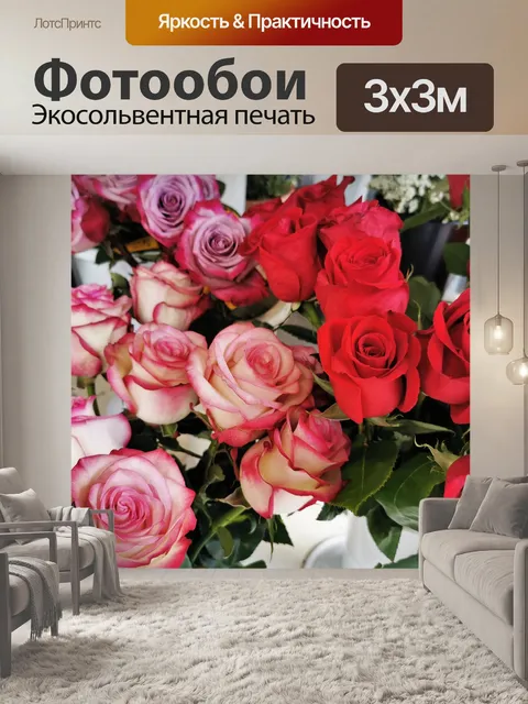 Фотообои Красные и белые розовые розы
