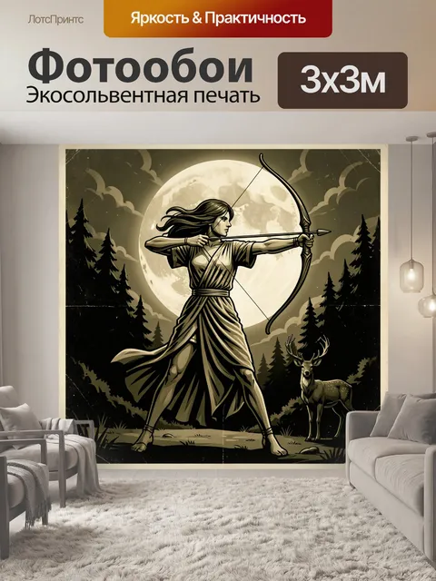 Фотообои Лучница на фоне луны