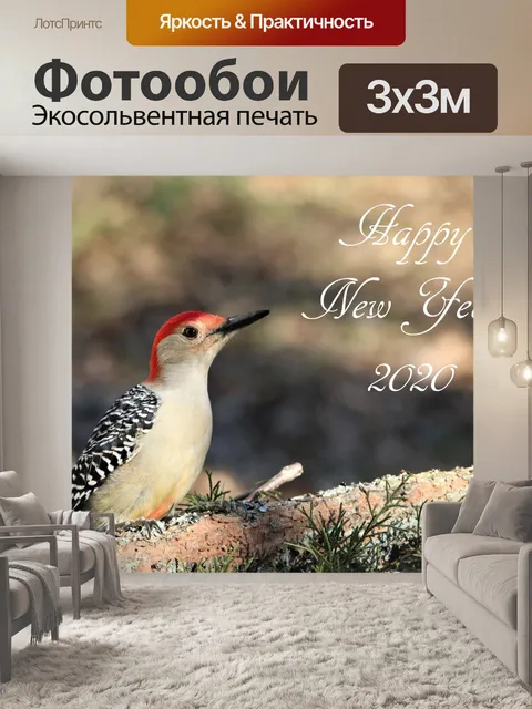 Фотообои С новым годом 2020 дятел