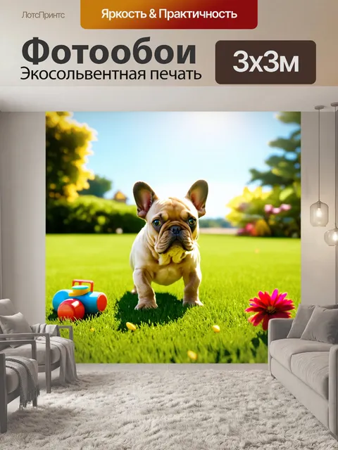Фотообои сцена с французским бульдогом