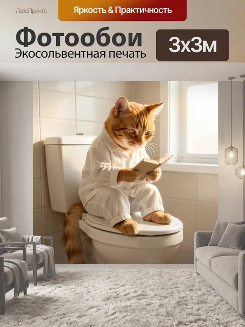 Фотообои Кот в белой одежде с книгой