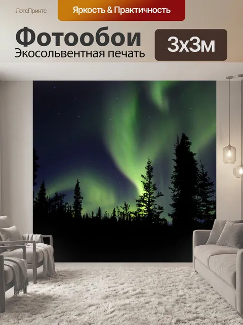 Фотообои Северное сияние в дикой природе