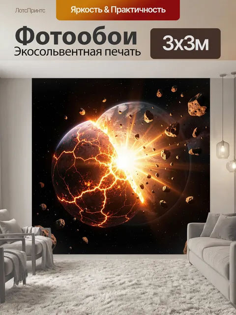 Фотообои Столкновение планет в космосе