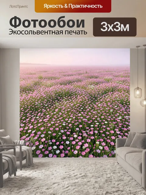 Фотообои Розовое поле цветущих космей