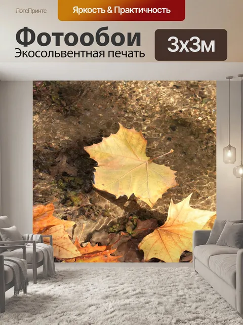 Фотообои Осенние листья, плавающие в потоке