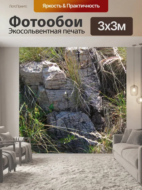 Фотообои Вертикальные серые скалы на лугах