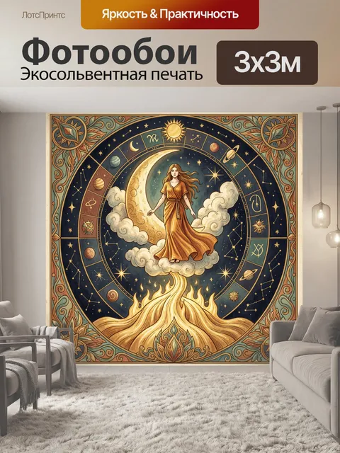 Фотообои Дева на луне и звёзды