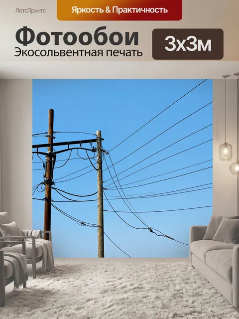Фотообои линии электрических проводов на столбах