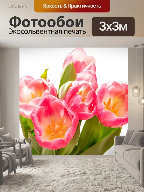 Фотообои Наклейка с тюльпанами и вырезом