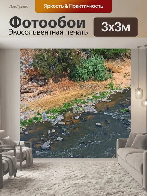 Фотообои вид с воздуха мелкой реки