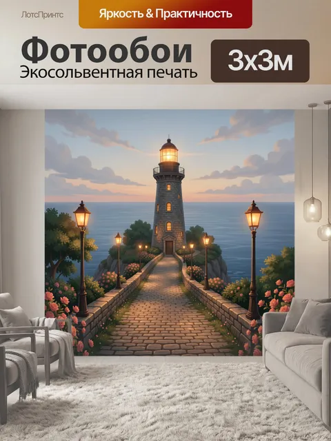 Фотообои Маяк на закате у моря