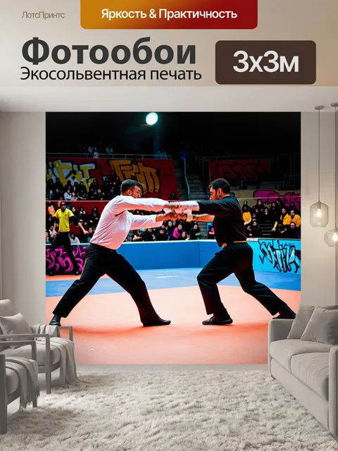 Фотообои динамичная сцена на уличном турнире фехтовальщиков