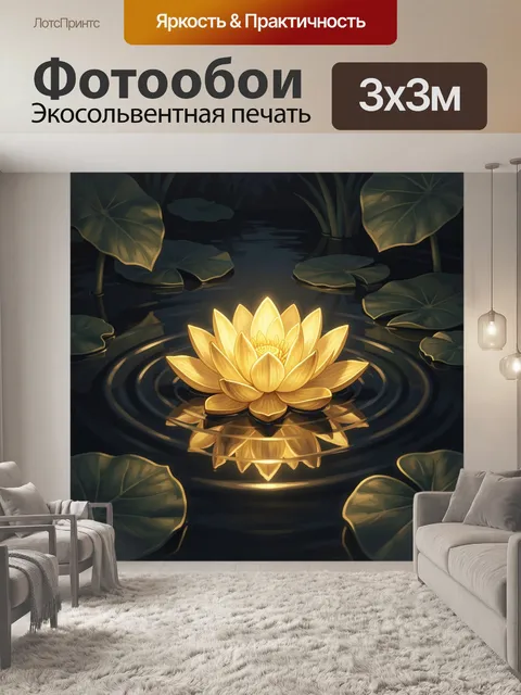 Фотообои Солнечный лотос в водной глади