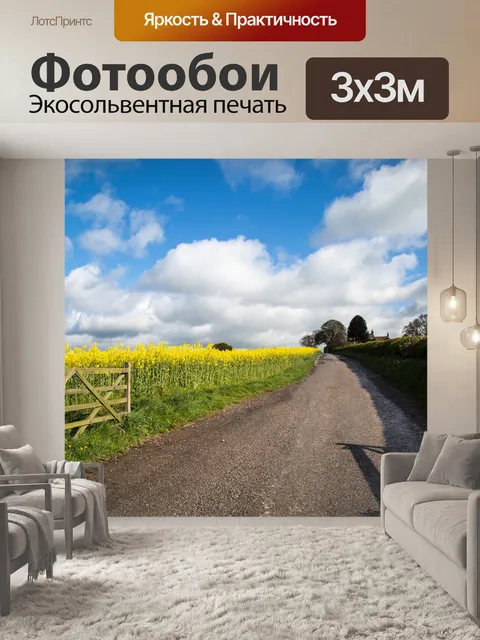 Фотообои Область желтого рапса