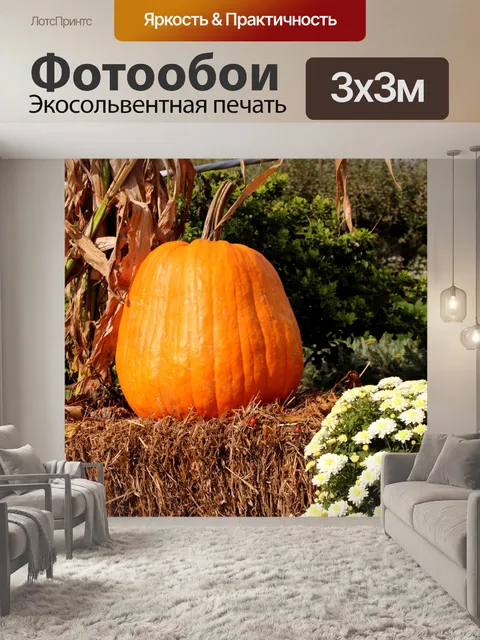 Фотообои Тыква на тюк сена