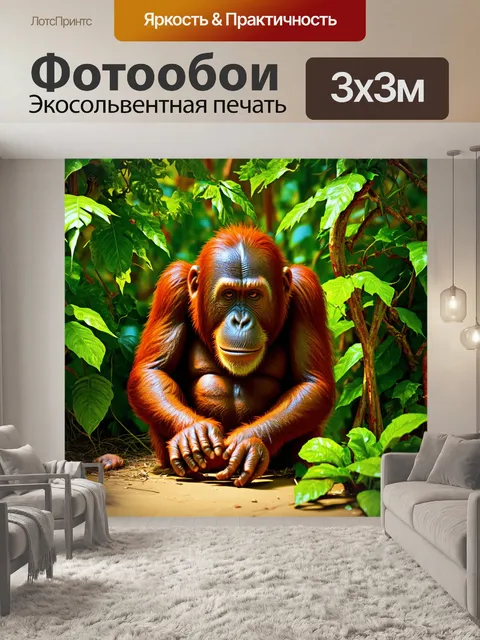 Фотообои орангутанг в своем естественном привычном окружении