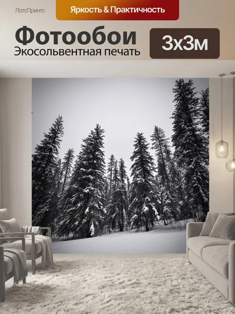 Фотообои полная тишина в зимнем лесу