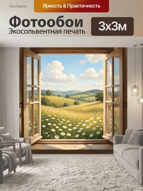 Фотообои Окно в летние холмы