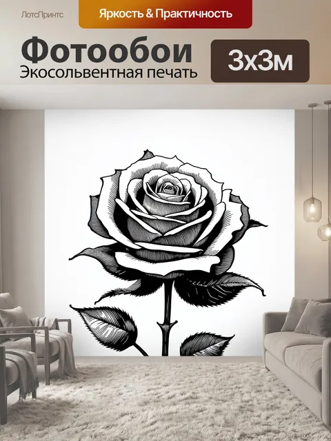 Фотообои розы в стиле скетч, минималистские рендеры, линии, создающие динамику, уникальные фоны, сдержанные оттенки