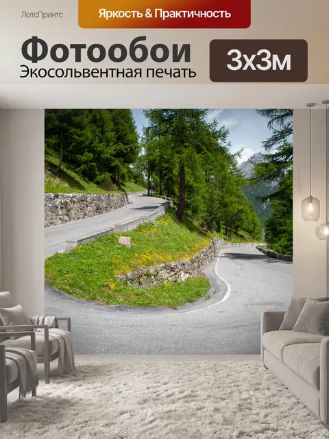 Фотообои Горная дорога, шпилька, отдых