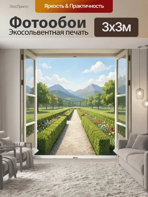 Фотообои Садовая аллея среди цветников