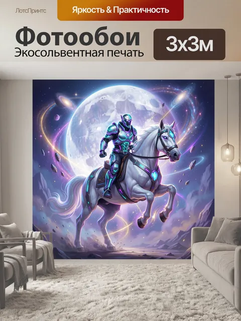 Фотообои Космический всадник на белом коне